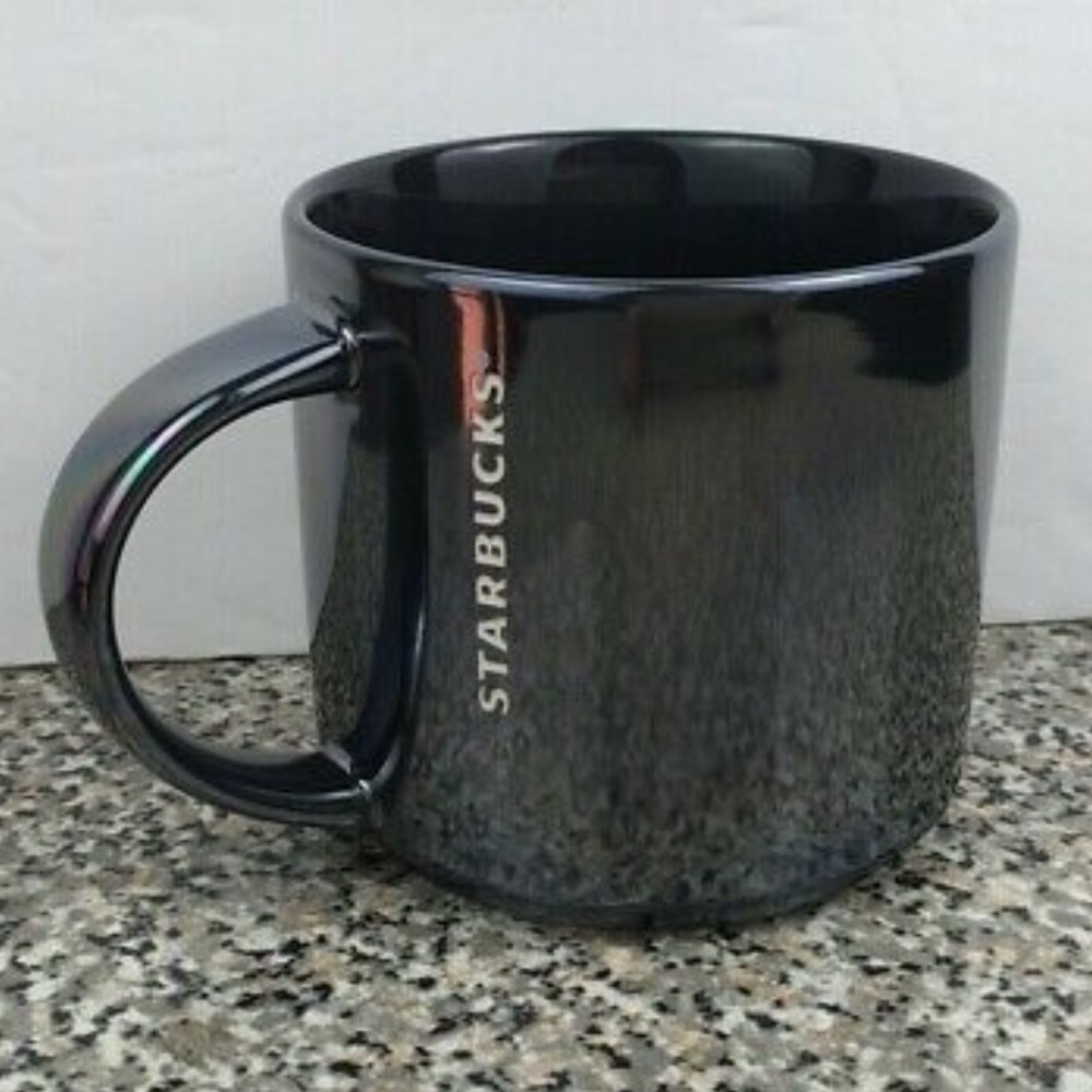 Starbucks 2013 Metallic Chrome Gray Coffee Mug Cup 14 oz